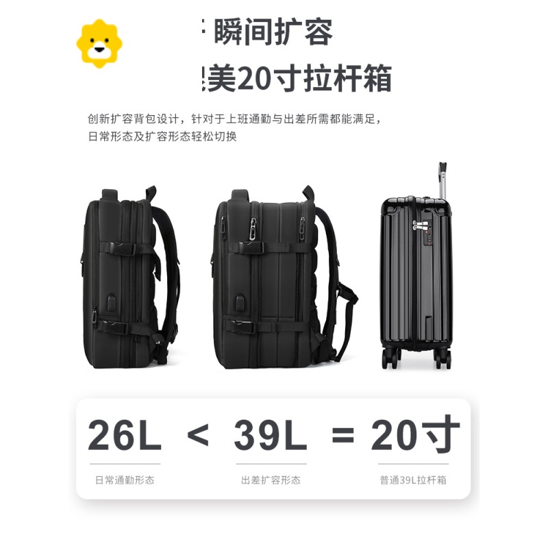 FENGHOU电脑背包男士双肩包大容量超大商务出差休闲旅行包书包17寸通勤包高清大图