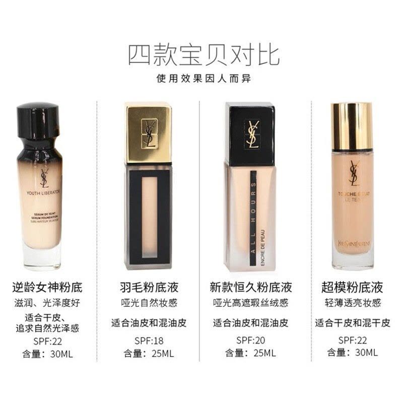YLS圣罗兰逆龄粉底液30ml 妍活青春女神粉底液B10#象牙白图片