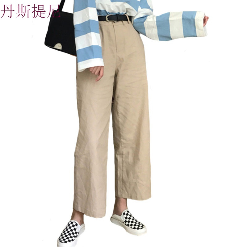 秋装女装韩版宽松百搭休闲裤显瘦阔腿裤九分裤学生高腰直筒裤长裤