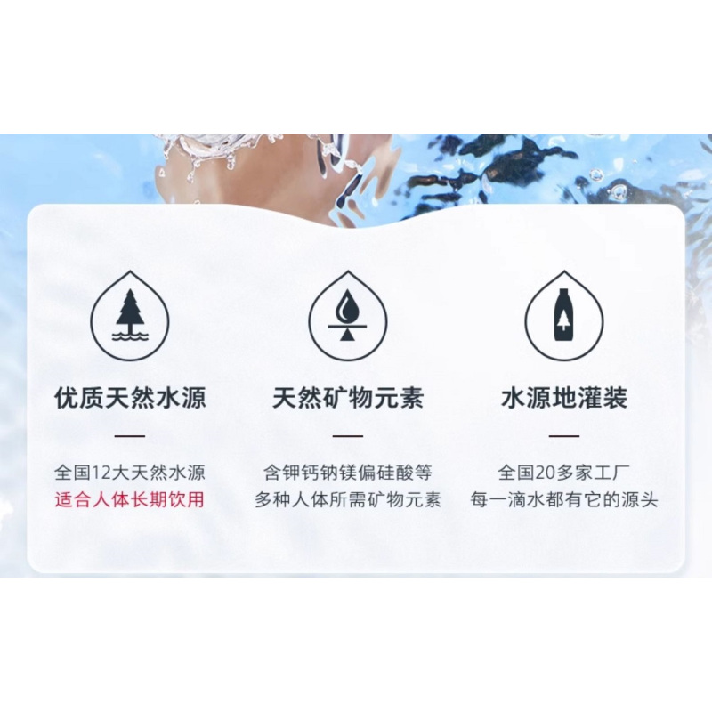 农夫山泉饮用水天然水红盖水550ml*24瓶塑料膜纸箱随机发货