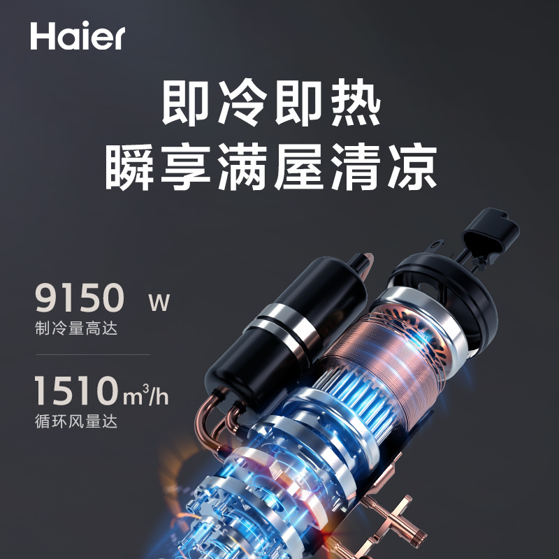 [99大促]海尔KFR-72LW/28KCA81U1(冰雪白) 3匹变频1级节能柜机客厅 自清洁立式空调套机