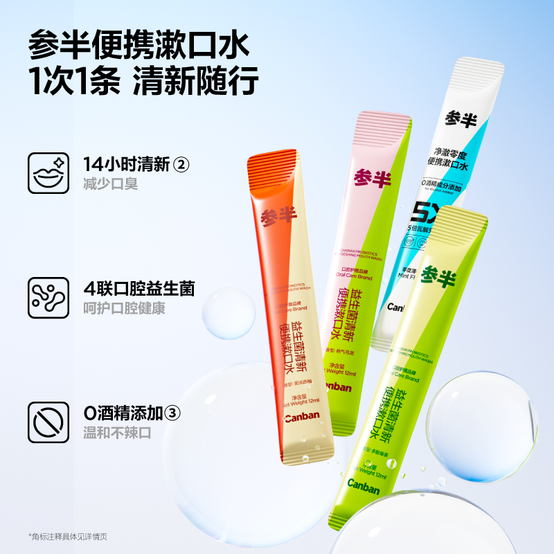 参半桃气乌龙味益生菌清新便携漱口水(20条装)胶盒装高清大图