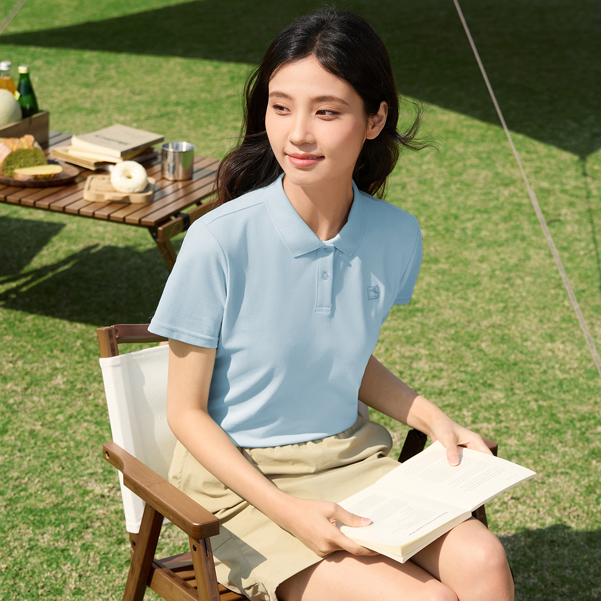 361°运动t恤女夏季新款常规舒适上衣翻领短T恤高清大图