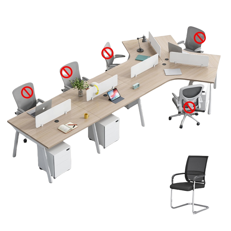 烁恒 员工办公桌 七人位含柜含椅 套高清大图