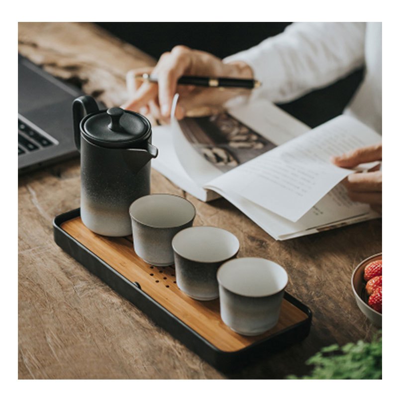 粗陶5件套黑色茶具