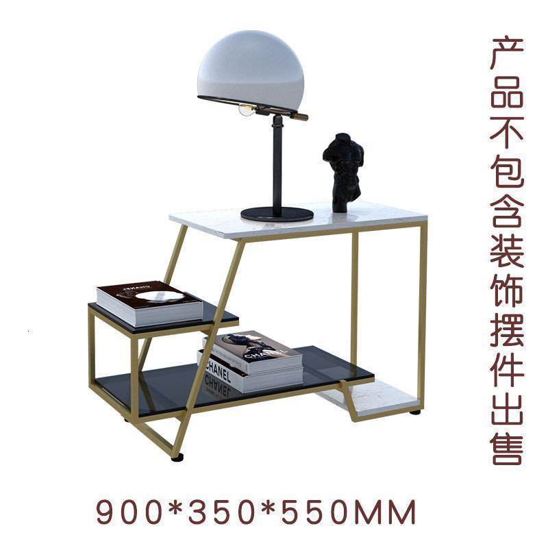 森美人北欧现代简约沙发大理石边几柜角几床头柜收纳卧室带灯床头桌凹尚 金色款：90*35*55CM