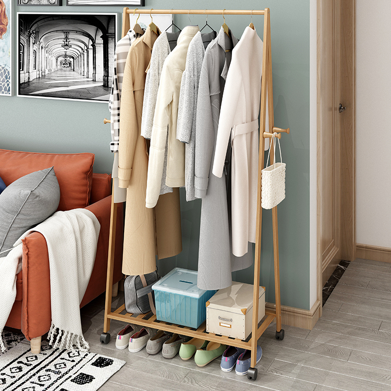 简易衣帽架落地式简约现代卧室挂衣架房间置物架法耐衣服架子家用