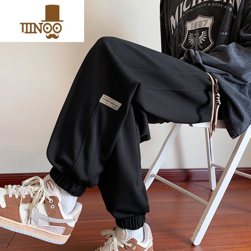 YANXU裤子男款夏季2023新款美式高街复古潮流工装百搭运动休闲束脚裤高清大图