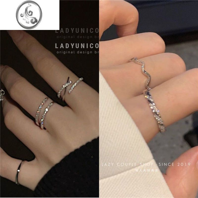 JiMi925银银戒指女ins小众设计感简约新款潮食指戒时尚个性不掉色指环