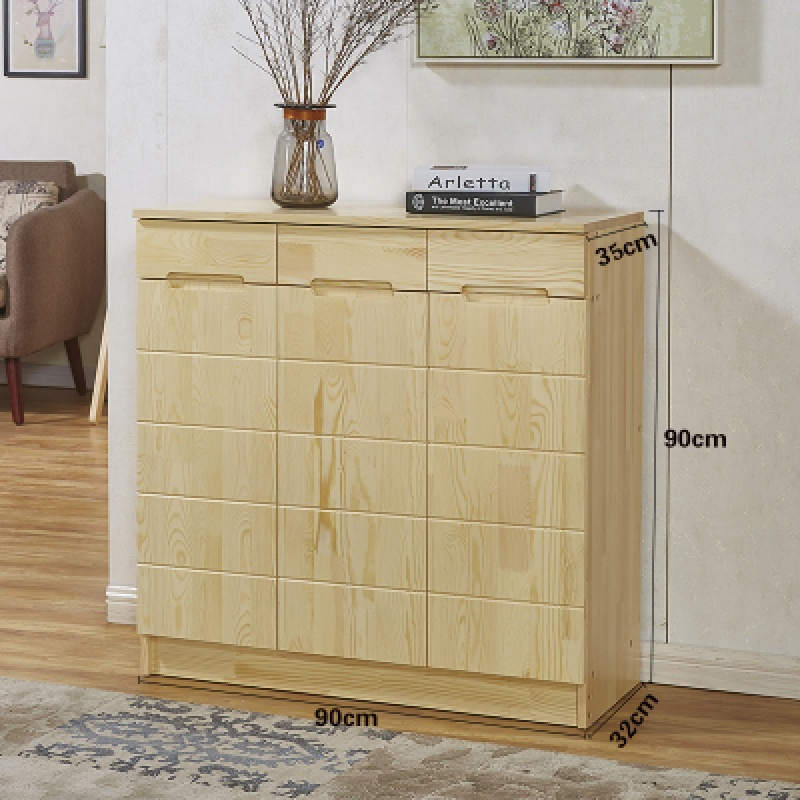 唐臻实木鞋柜松木简约现代大容量收纳厅柜带抽屉多功能储物柜玄关柜