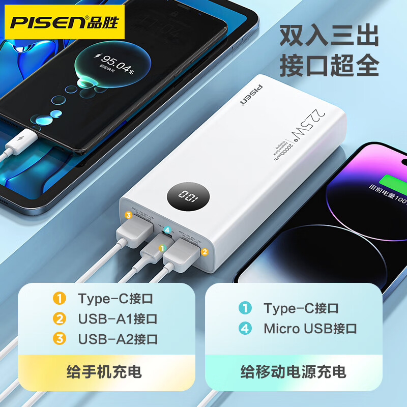 品胜(PISEN)TS-D348 移动电源充电宝20000mAh