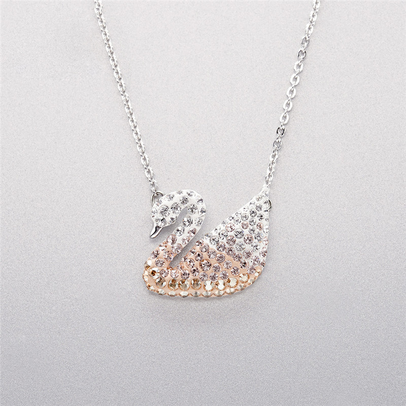 SWAROVSKI 施华洛世奇 Swan渐变黄色大天鹅人造仿水晶项链锁骨链吊坠女5215034 礼物女轻奢饰品