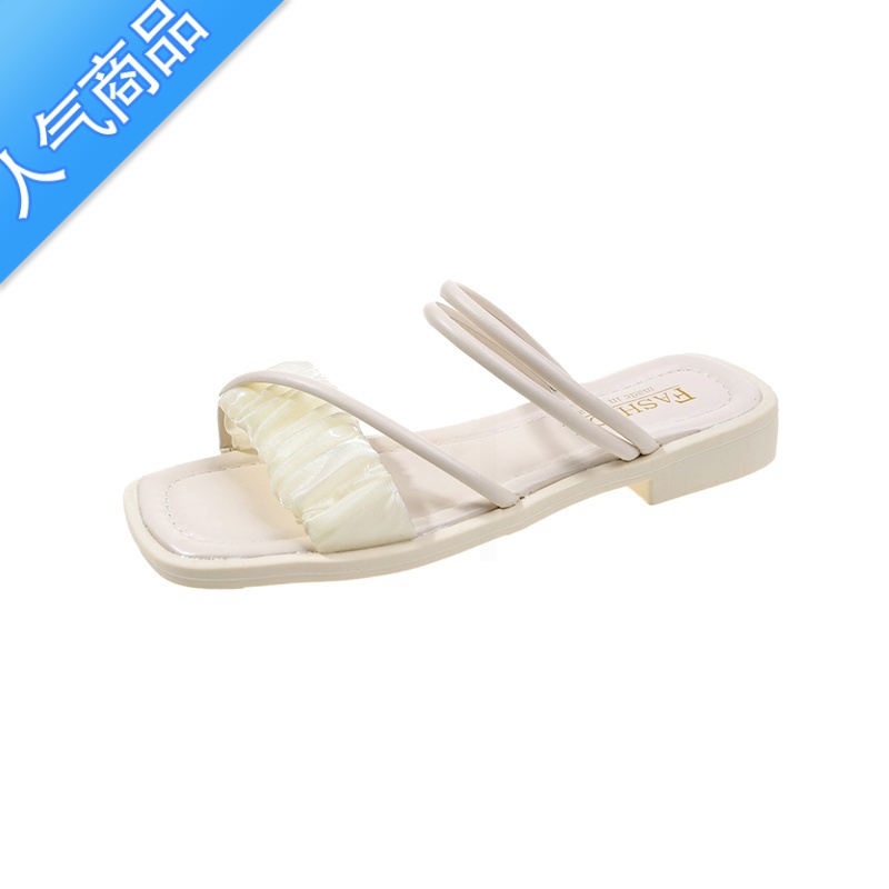 SUNTEK踩屎感凉鞋女夏季2023新款光板平底托鞋仙女风两穿凉拖软底半拖半高清大图