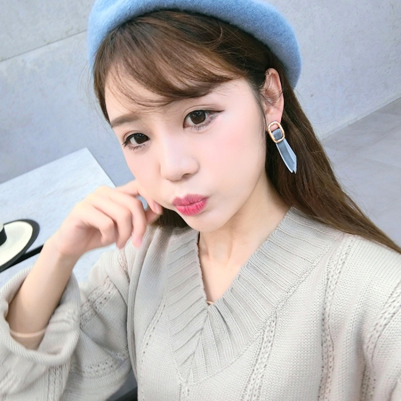 日韩夸张百搭耳环布艺个性纽扣耳环女韩版时尚耳钉防过敏耳饰坠送女朋友老婆生日礼物送女朋友七夕情人节礼物