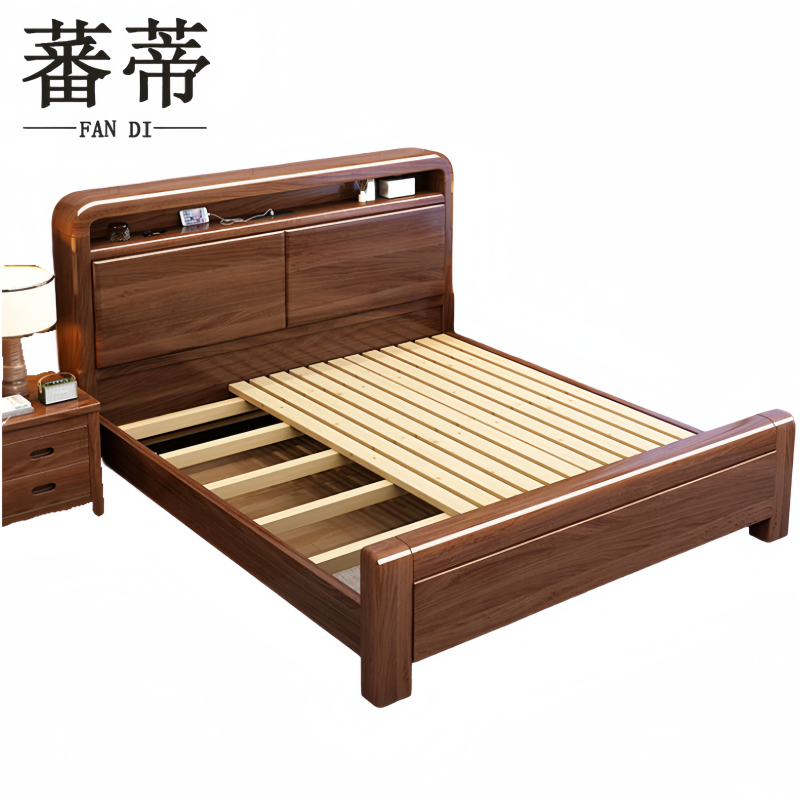 蕃蒂实木床1.5米张高清大图