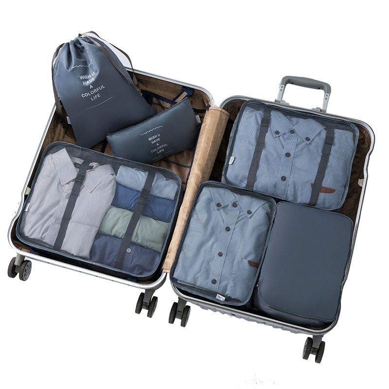 旅行收纳袋套装出差旅游便携衣服行李整理包内衣洗漱化妆品收纳包 六