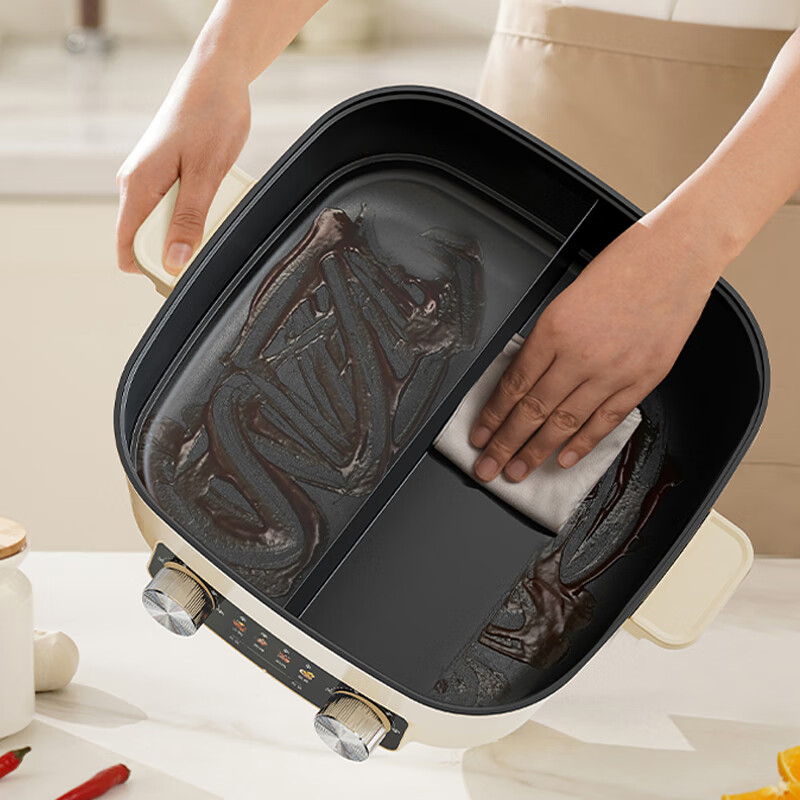 九阳电火锅6L双旋钮独立控温不沾涂层方便清洗HG60-G366高清大图