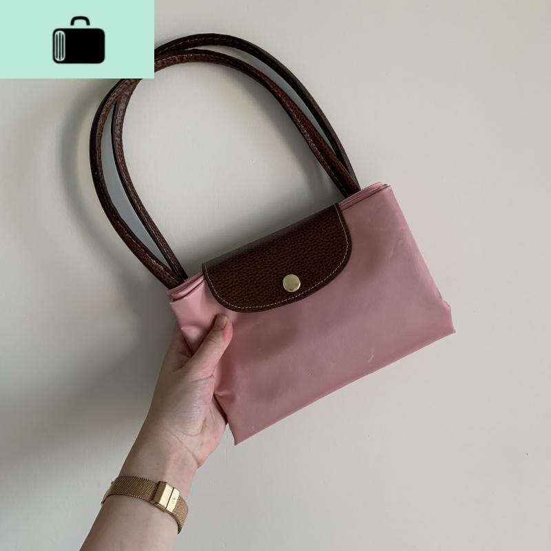 翻盖尼龙包牛津布饺子包水饺购物包大包包妈咪包健身日常可折叠包NEW LAKE女士双肩包 粉红色大号