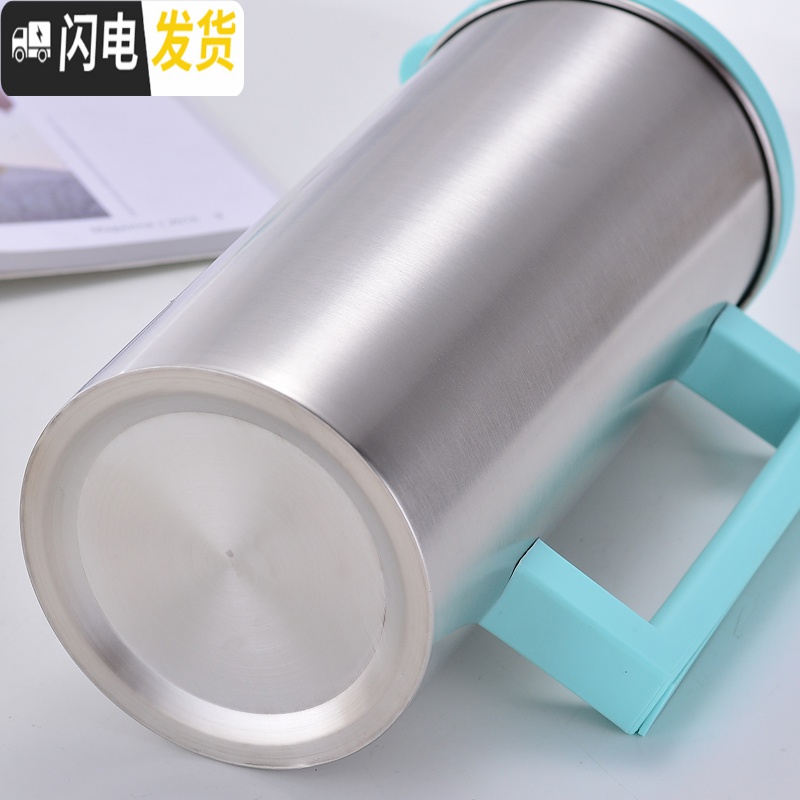 三维工匠韩式不锈钢冷水壶家用加厚耐热凉水壶带盖大容量餐厅茶水壶咖啡壶 1800冷水壶(北欧绿)高清大图