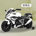 奇客电动车qk-309儿童电动摩托车2-9岁男女学生电玩具车可坐人电瓶童车双电双驱越野摩托车 白色两轮