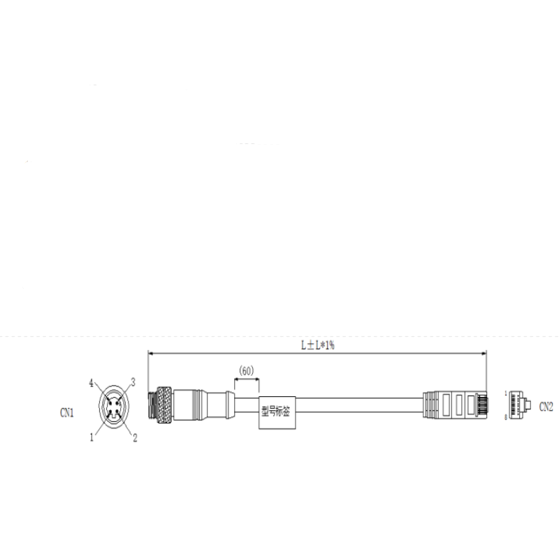 华睿科技 5000P网线 CABNET-M12A4-RJ45-10 标准外部线-黑色- 10M 不涉及维保