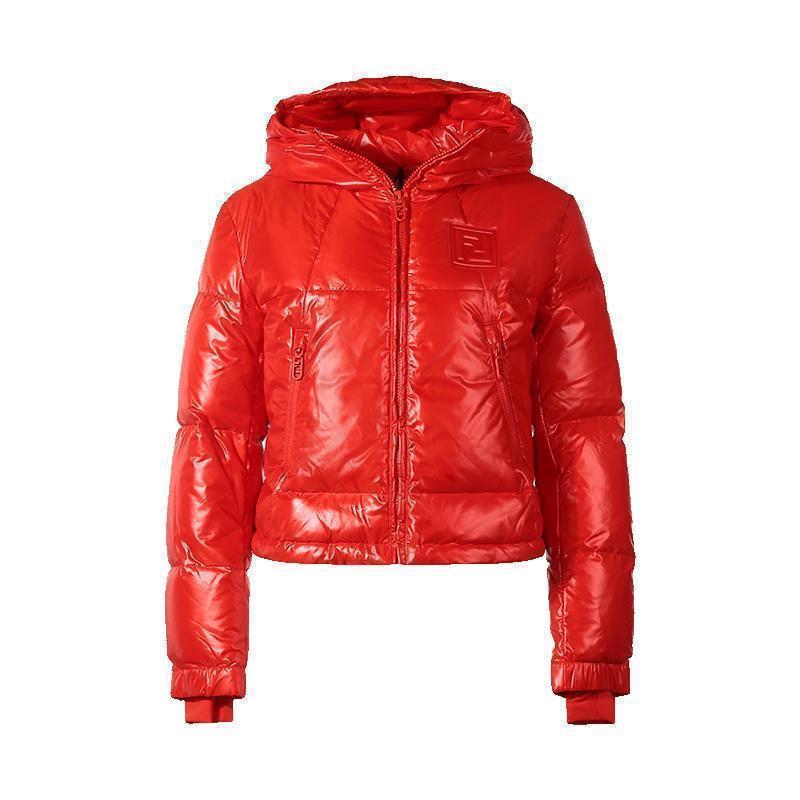 芬迪fendi女士亮面短款高领鸭绒连帽羽绒服上衣外套fan095ak85