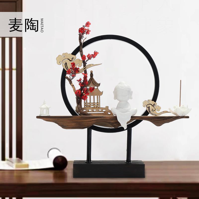 迎客松摆件倒流香炉灯圈玄关办公室软装公司乔迁新店铺开业送礼品_932