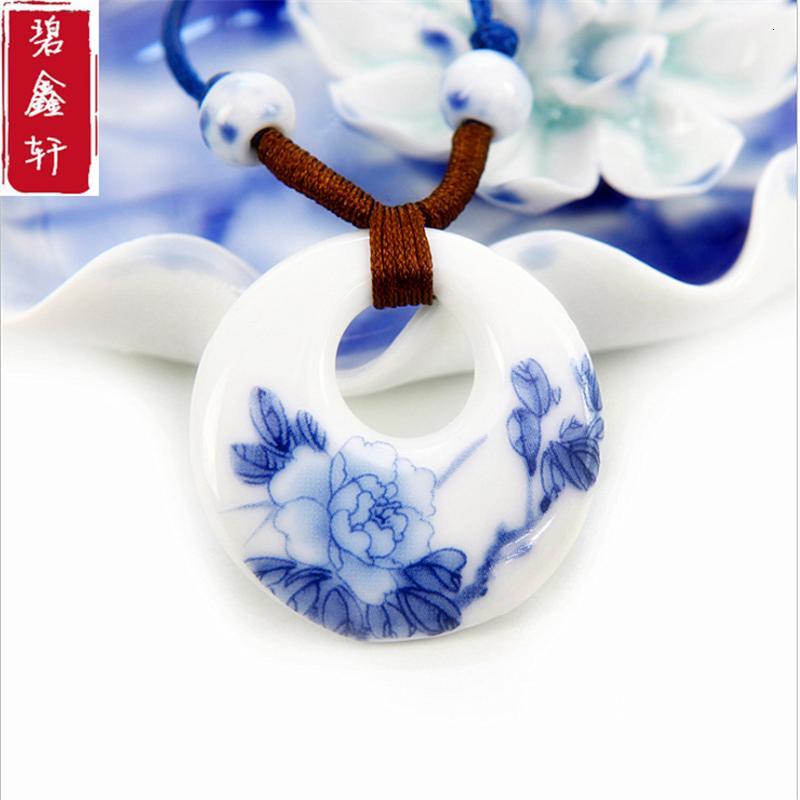 陶瓷项链毛衣链 女民族风手工青花配饰 时尚百搭送女朋友七夕情人节礼物
