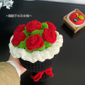 手工编织冰条线手捧玫瑰花束成品自制钩织材料情人节礼物520女品