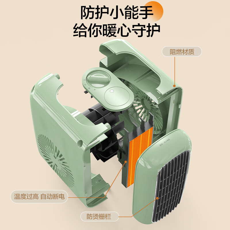海尔(Haier)暖风机取暖器2000W功率电暖器家用办公室桌面台式电暖风暖脚器电热扇热风机 HNF-2026A 机械款高清大图