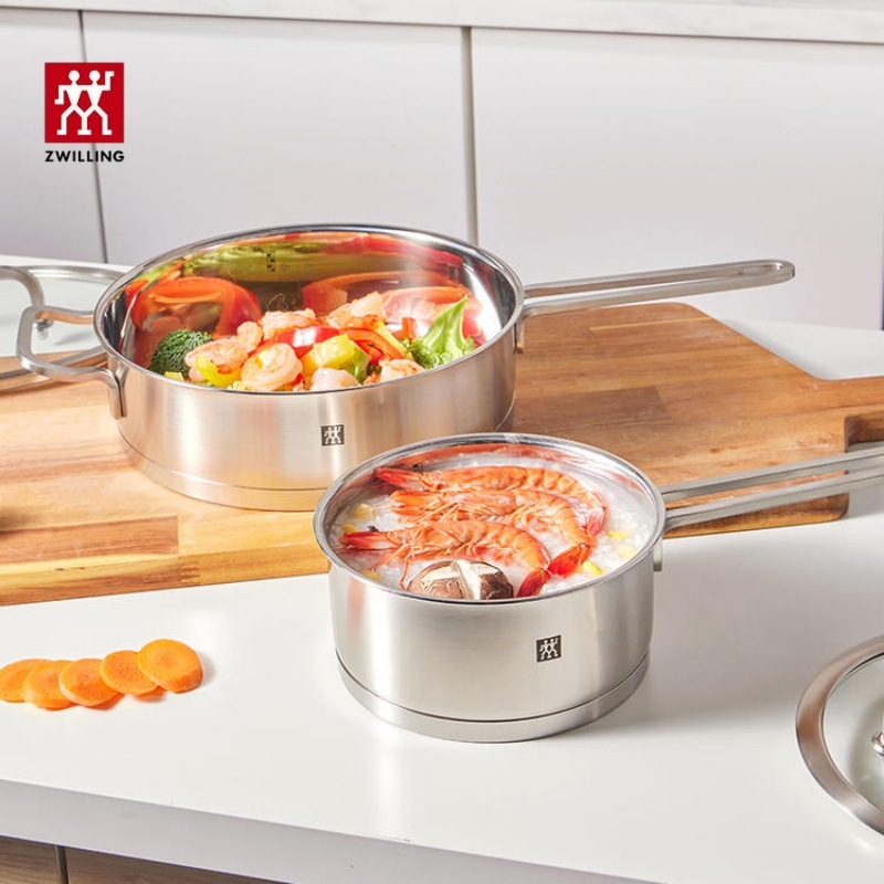 双立人(ZWILLING)煎炒锅24cm+单柄炖锅16cm 锅具套装 ZW-C129(单位:套)