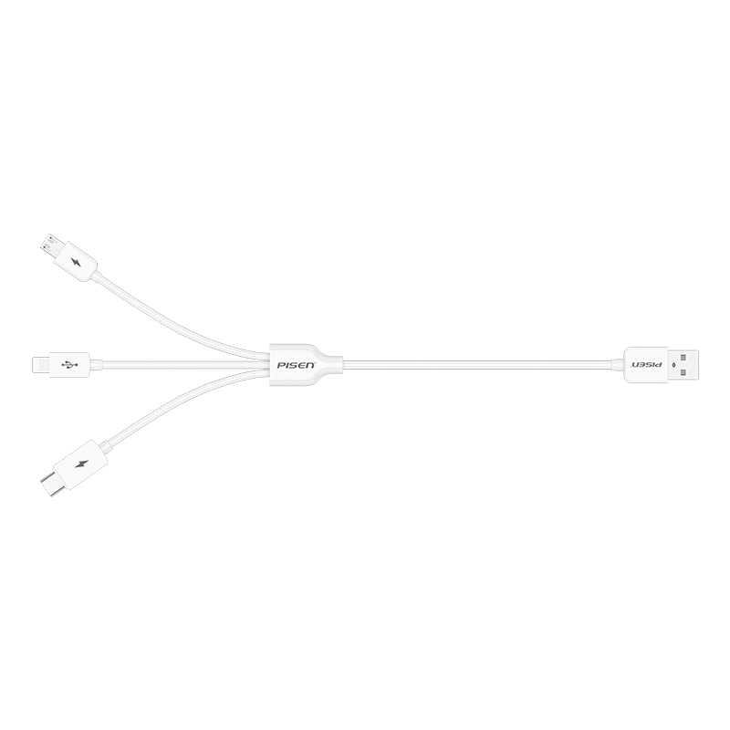 品胜(PISEN) 手机充电线一拖三多口苹果iphoneX XR 8 安卓Micro usb type-C 1.2米