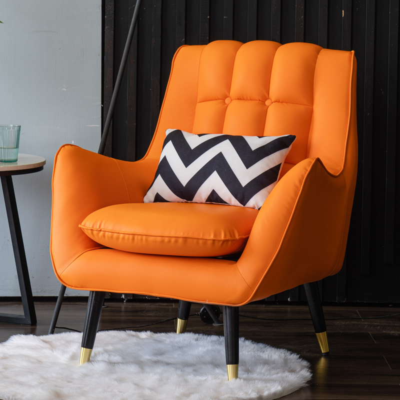 唐臻单人沙发北欧现代简约客厅轻奢皮艺网红小户型服装店阳台老虎椅