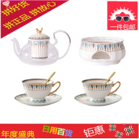 陶瓷花茶壶套装家用花果茶茶具下午茶具玻璃煮水果茶壶花茶杯套装