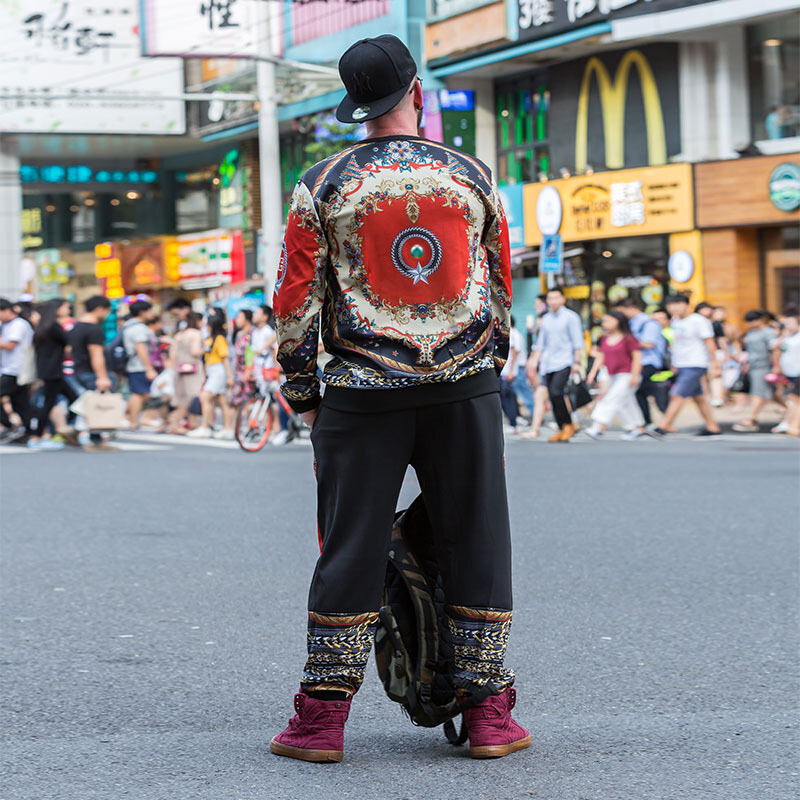 印花男士大码男装加肥加大套头休闲运动卫衣套装男图片色