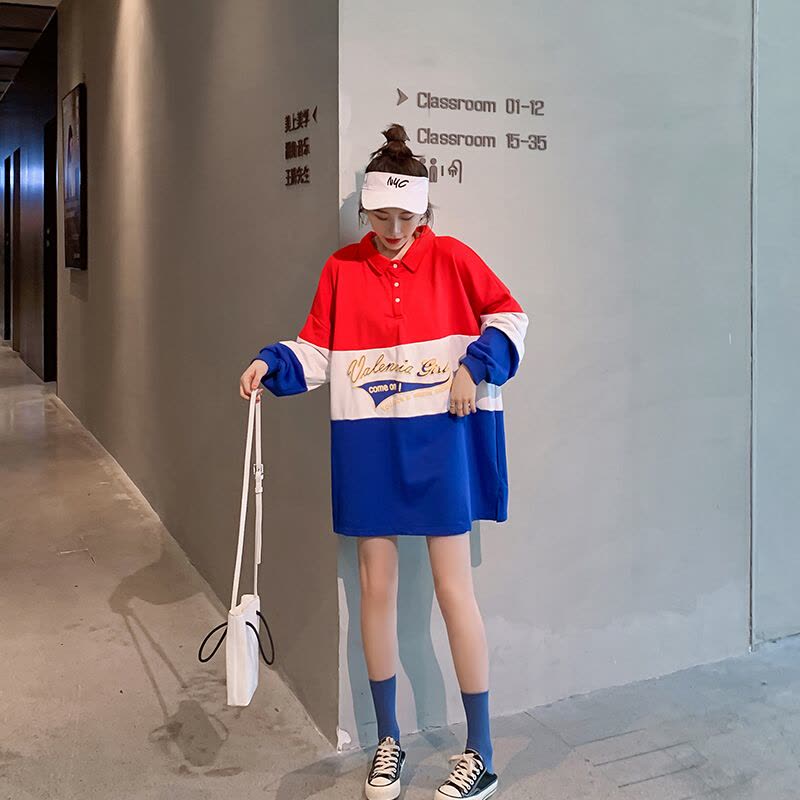 迪鲁奥（DILUAO)超大码孕妇polo衬衫卫衣裙秋装新款时尚韩宽松加肥加大200斤潮妈图片