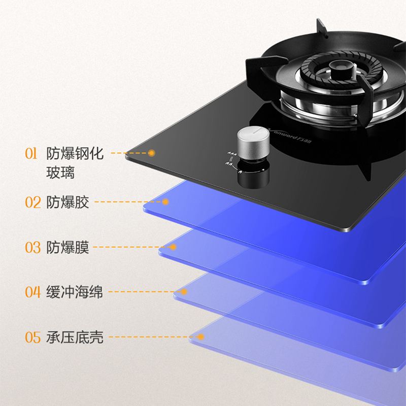 万和钢化玻璃燃气灶单灶具 单眼灶嵌入式 5.0kW大火力 台嵌两用 JZT-E6L90 天然气高清大图