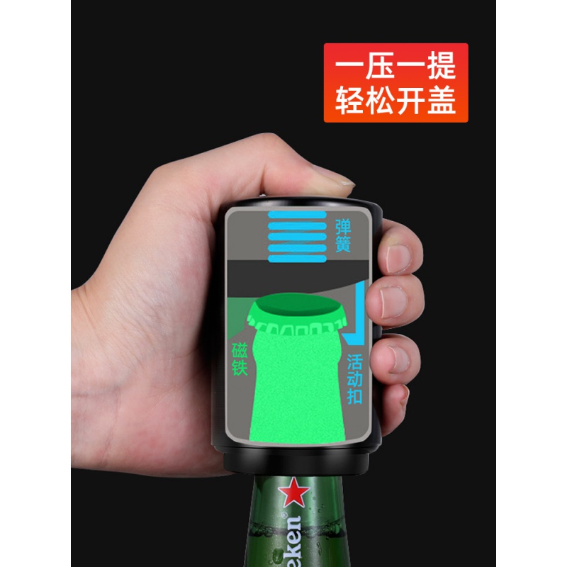 啤酒开瓶器个性创意按压开盖啤酒瓶起子起瓶器启瓶器开酒器瓶起子 敬平 探索传说EL[钢本色]高清大图
