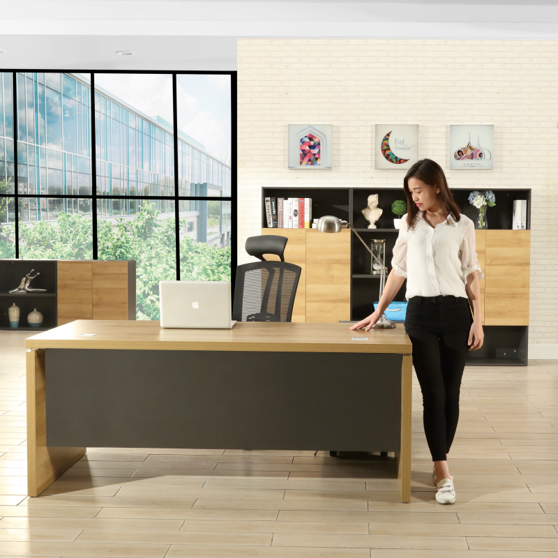 寻木匠老板办公桌时尚原木色单人主管桌经理女总裁桌18m简约现代中