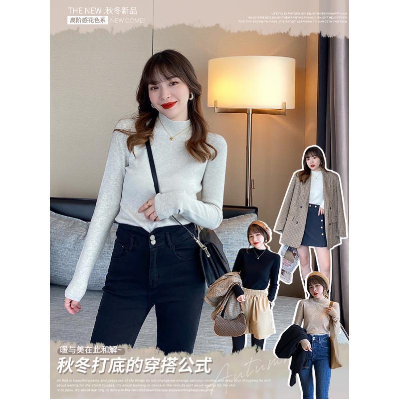 雅馨季[社群]针织衫女半高领修身显瘦打底衫内搭秋冬毛衣洋气2021年新款早秋上衣748
