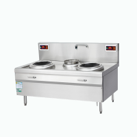 厨禾 CH-15XC2L 双头单尾小炒炉 立式大功率商用电磁炉 电磁大锅灶 快餐连锁学校工厂单位食堂饭店厨房炊具15KW