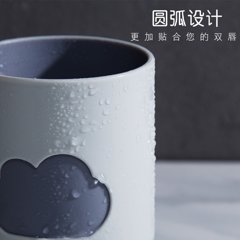漱口杯牙杯牙缸一家人刷牙的杯子一家三口涑口杯洗簌濑口家用小童 三维工匠 带手柄漱口杯[黄蓝色]洗漱杯高清大图