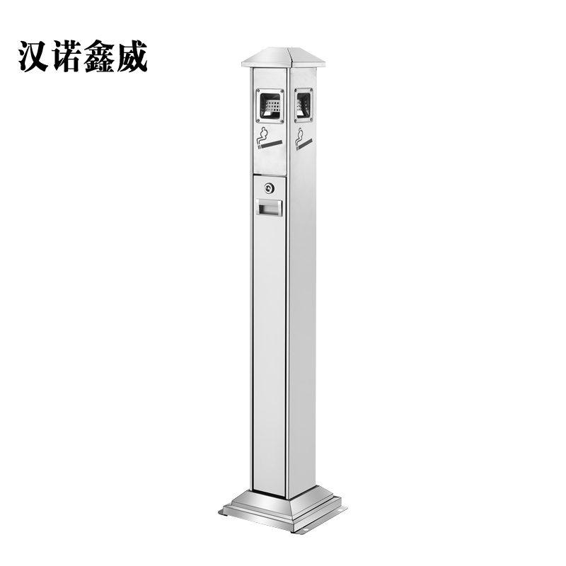 汉诺鑫威不锈钢垃圾桶烟蒂柱灭烟桶带烟灰缸室外电梯口立式银色屋顶不锈钢四边固