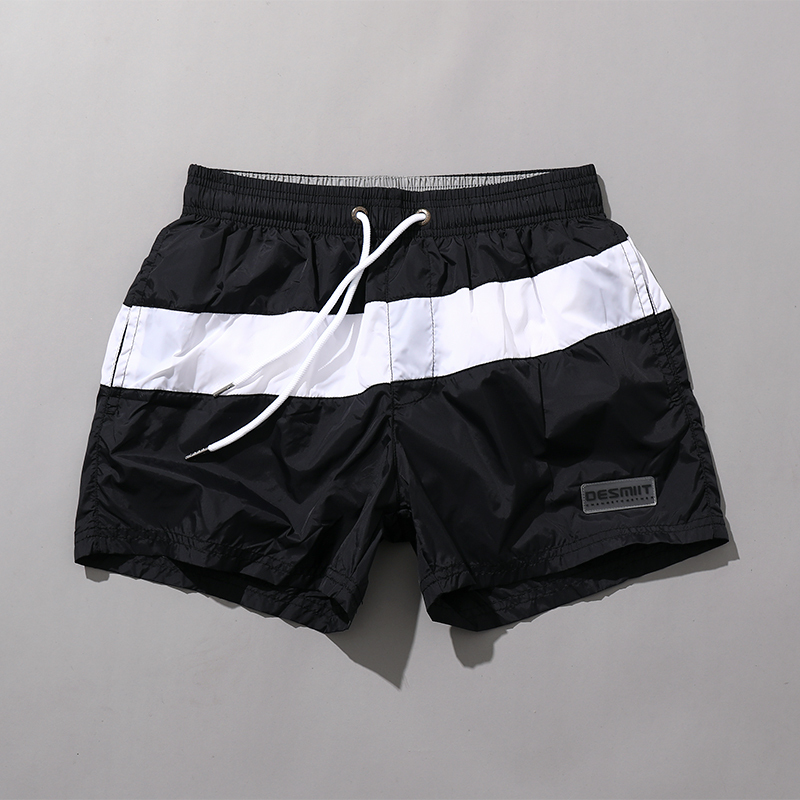 运动风沙滩裤男款休闲短裤宽松白色个性条纹三分裤时尚速干游泳裤视频