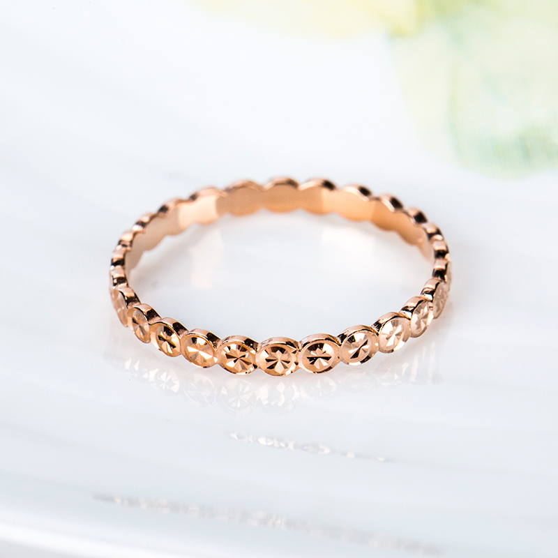 金一18k玫瑰金新款素圈梦幻女士戒指送女友定价cea001