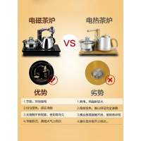 茶台电磁炉烧水壶平底家用茶盘嵌入式茶炉平板半自动上水水壶时光 平板款15SG-21(整套配玻璃壶锅面板尺寸20*37cm