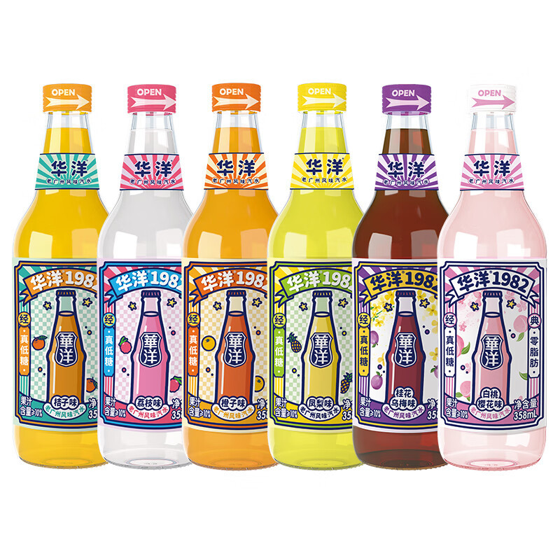 华洋1982汽水 果味碳酸饮料洛神花山楂味358ml*20瓶高清大图