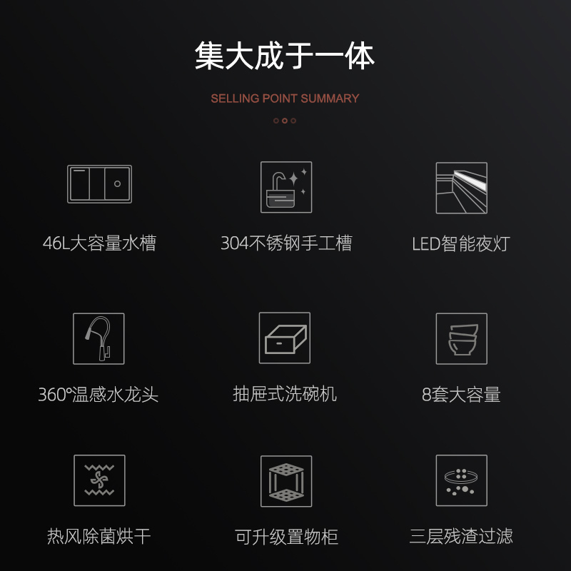 长虹JJS-901X集成水槽洗碗机 一体机一体柜