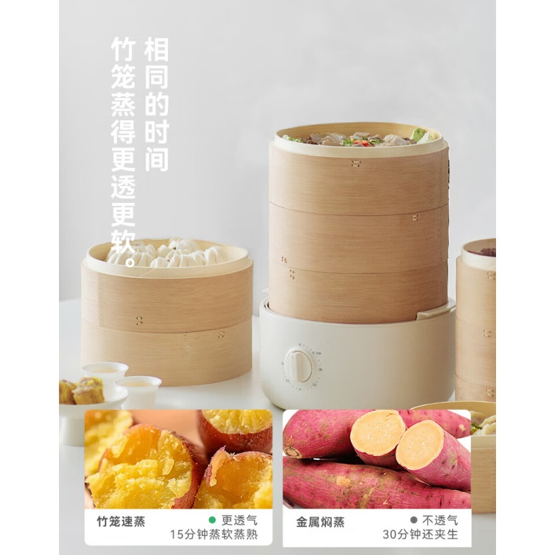 olayks.立时 三层竹笼电蒸锅 OLK-03-02A(单位:台)高清大图