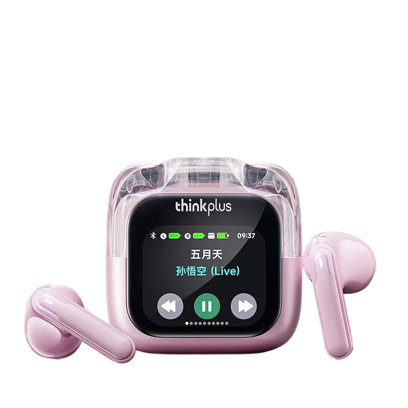 联想thinkplus 真无线屏显式蓝牙耳机 粉色 LP70 pro 个